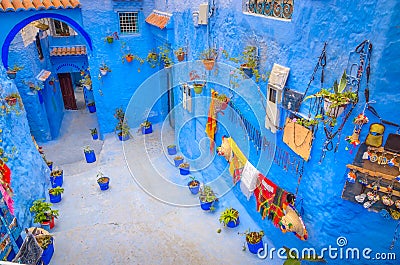 Beautiful street of blue medina in city Chefchaouen, Morocco, Africa Stock Photo