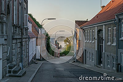 Beautiful Street In Denmak at Sunrise Stock Photo