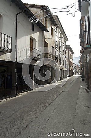 Beautiful Streets Of Ezcaray With Its Picturesque Buildings With Arches In Its Inferior Part. Ezcaray Architecture, Travel, Histor Editorial Stock Photo