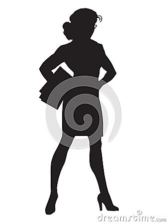 Beautiful strong businesswoman black silhouette figure Vector Illustration