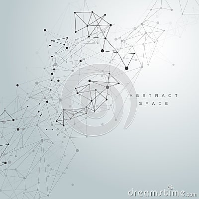 Beautiful structure molecules. Line art pattern with connect dots and lines connect for concept design. Vector abstract Vector Illustration