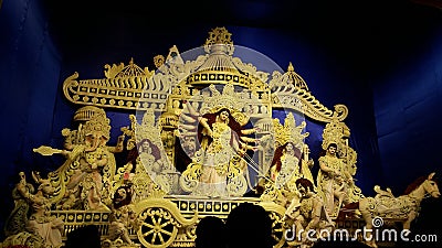 A beautiful structured goddes of power Maa Durga during festive season in India Stock Photo
