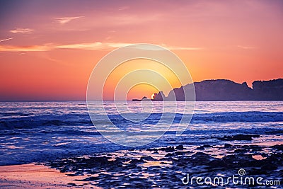 Beautiful stunning magical ocean landscape, coast of Portugal, t Stock Photo