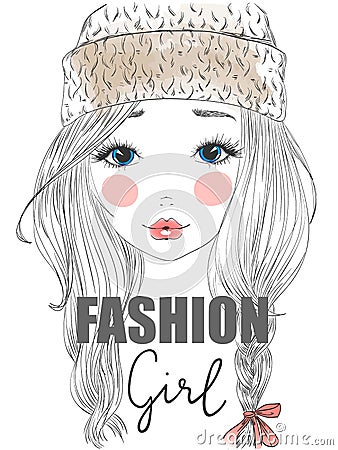 Beautiful stylish cute cartoon fashion girls. Vector Illustration