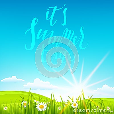 Beautiful summer background and sun Vector Illustration