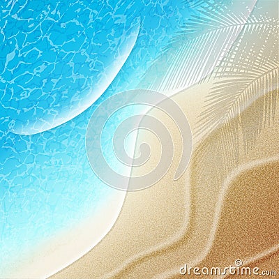 Beautiful summer beach background. Top view. Vector Vector Illustration