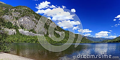 Summit Lake Provincial Park Panorama of Beautiful Summer Day in the Selkirk Mountains, British Columbia, Canada Stock Photo