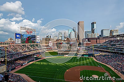 A view of downtown Minneapolis and Target Field Editorial Stock Photo