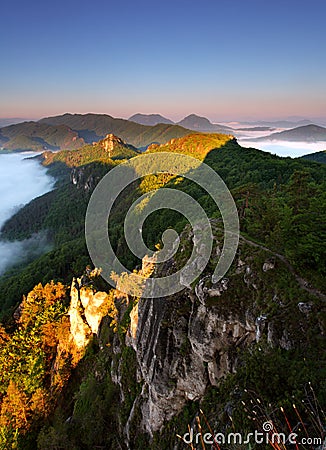 Beautiful summer landscape with inversion Stock Photo