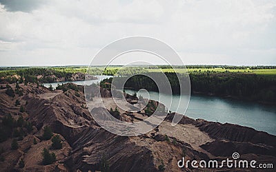 The river against the background of the mountains Stock Photo