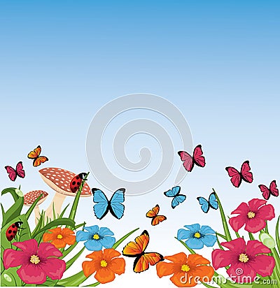 Beautiful summer scene Vector Illustration