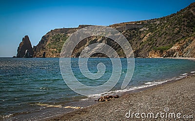 Beautiful summer seascape. Crimea, Cape Fiolent, Stock Photo
