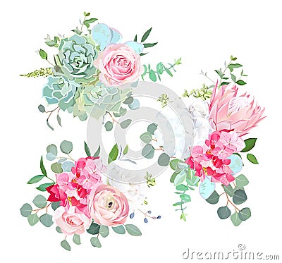 Beautiful summer wedding flowers Vector Illustration