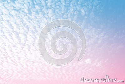 Beautiful Sun and Cloud Abstract with a Pastel Color. Fantasy Gradient Blurred Blue and Pink Sky Background. Soft Heaven Bright Stock Photo