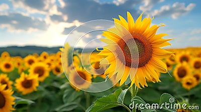 Beautiful sunflower field Stock Photo
