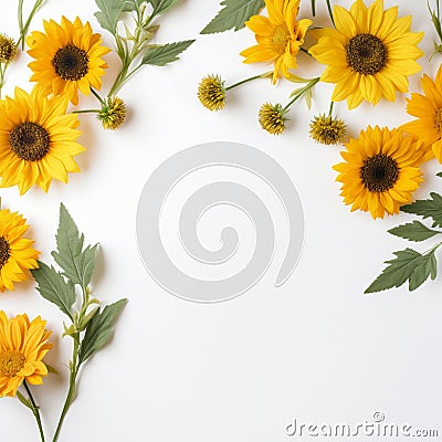 Beautiful Sunflower Frame Endless White Beauty Stock Photo