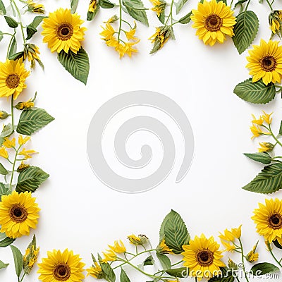 Beautiful Sunflower Frame Endless White Beauty Stock Photo