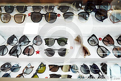 Beautiful sunglasses on display, great design for Stock Photo