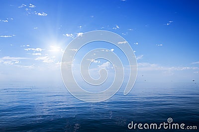 Beautiful sunny day with blue sky over the sea. Stock Photo