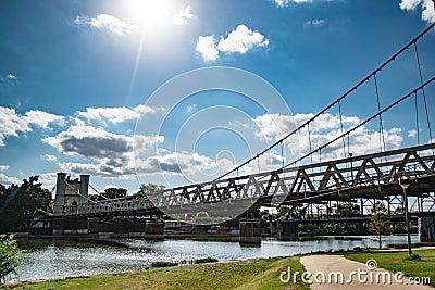 Colorful and scenic, the Brazos river in Waco Texas Stock Photo