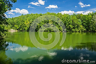 Beautiful Sunny Day at Cave Mountain Lake Editorial Stock Photo