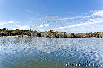 Beautiful Sunny Lake Life with Blue Water in Fall Stock Photo