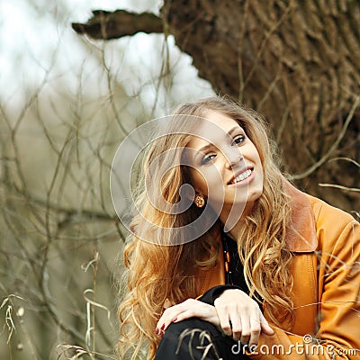 Beautiful sunny portrait of a girl Stock Photo
