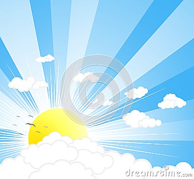 Beautiful sunny sky background Vector Illustration
