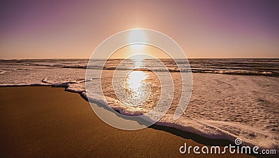 Beautiful sunrise on the beach. sunrise on the seashore. Stock Photo