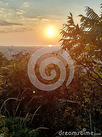 A beautiful sunrise illuminates the town of Hamilton, Ontario, Canada. Stock Photo