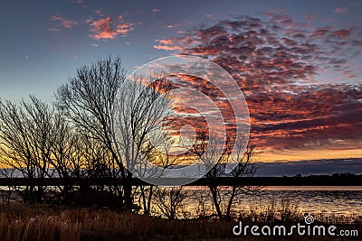 Sunrise on the lake Stock Photo