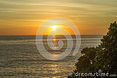 The beautiful orange sunrise over the Atlantic Ocean Stock Photo