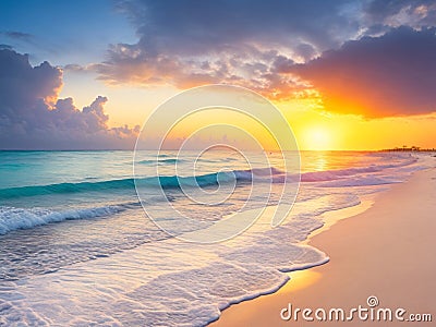 Beautiful sunrise over beach Stock Photo