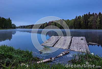 Beautiful sunrise over the lake Stock Photo