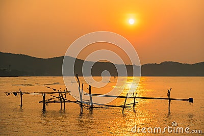 Beautiful Sunrise over the ocean. Sunrise in the sea Stock Photo