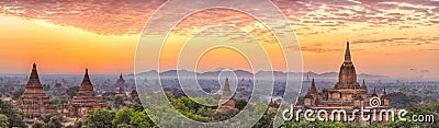 Sunrise over ancient city of Bagan in Myanmar Stock Photo