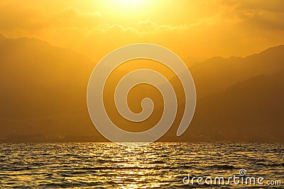 Golden sunrise over the Red sea Stock Photo