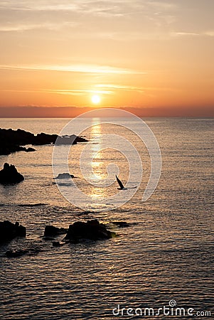 Beautiful sunrise over the sea in Bulgaria Stock Photo