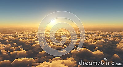 Beautiful sunset above clouds Stock Photo