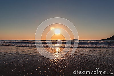 Beautiful sunset on the Adraga beach Stock Photo