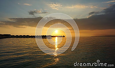 Beautiful sunset in Bagan Lalang beach, Selangor, Malaysia. Stock Photo