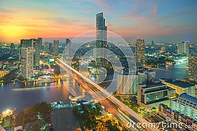 Beautiful sunset in Bangkok city,Thailand Stock Photo