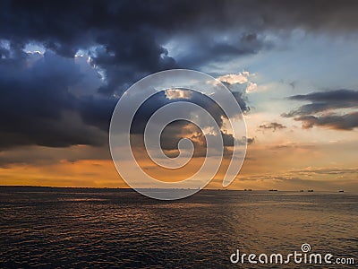 Beautiful Sunset in Bay of Manila Stock Photo