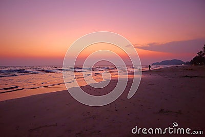 A beautiful sunset at the beach. At Chaolao Beach, Stock Photo