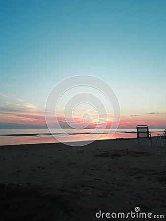 Beautiful sunset on the beach of Uruguay Stock Photo