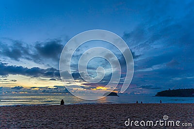 Beautiful sunset behind Pu island at Kata beach Editorial Stock Photo