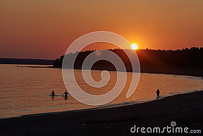 Beautiful sunset on the Gulf of Finland. Typical northern summer landscape Stock Photo