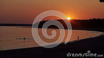 Beautiful sunset on the Gulf of Finland. Typical northern summer landscape Stock Photo