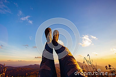 Beautiful sunset and happy time at Chiang mai, Stock Photo