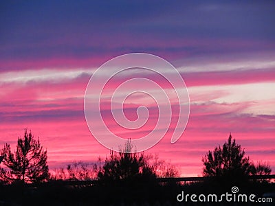 Beautiful sunset with an incredible color of the Clouds Stock Photo